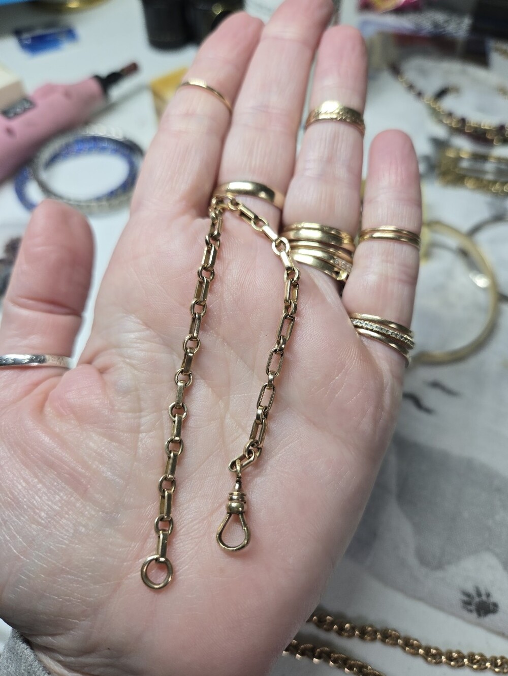 Victorian Gold Gold Watch Chain Extension Bracelet - Elegant Link Design